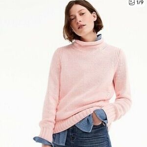 JCREW
1988 Roll Neck Cotton Sweater In Pink Blush